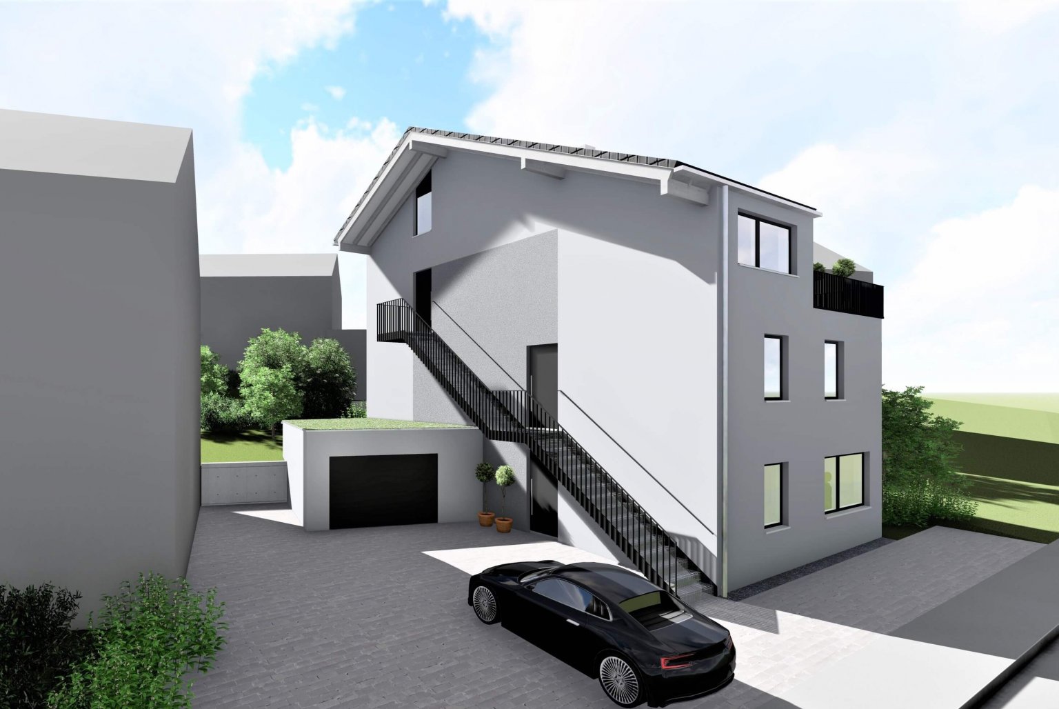 Neubau eines Dreifamilienhauses in Gummersbach- Strombach Effizienzhausstandard 55