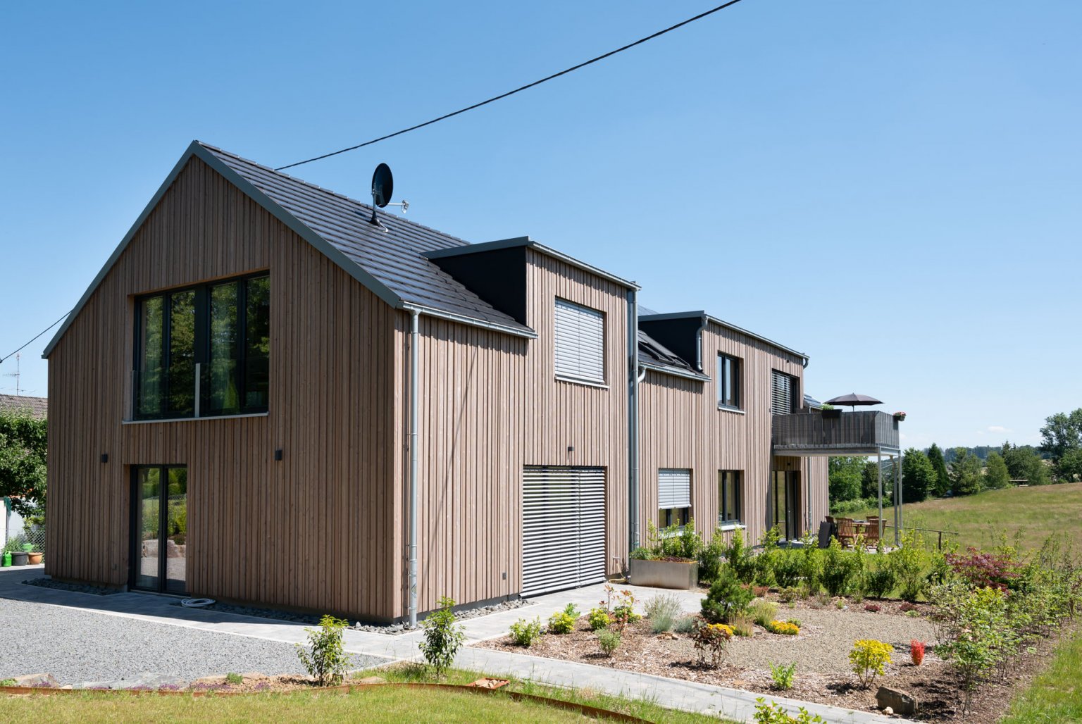 Doppelhaus als Effizienzhaus 40+ in Holzständerwerk